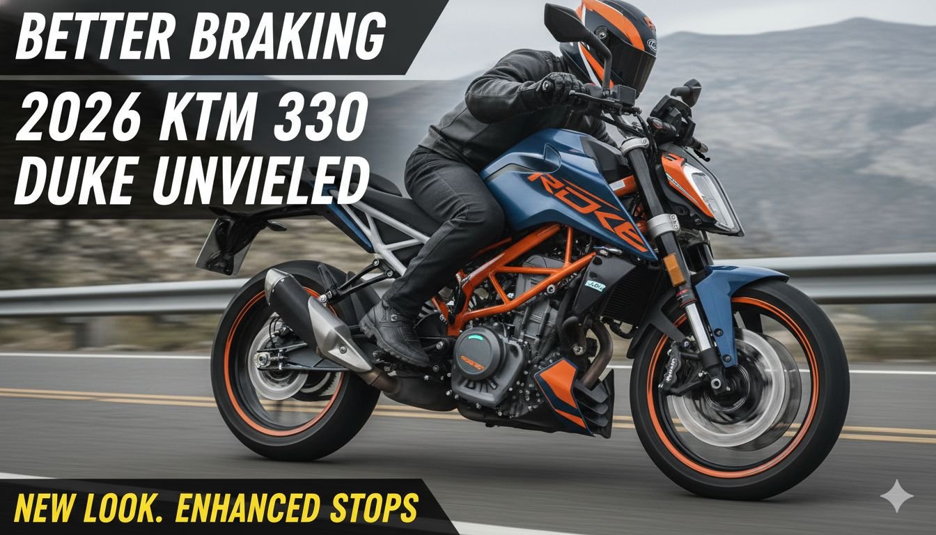 2026 KTM 390 Duke अटलांटिक ब्लू कलर में फ्रंट व्यू