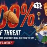 ट्रंप और मोदी व्यापार वार्ता में, पृष्ठभूमि में अमेरिकी और भारतीय ध्वज के साथ टैरिफ ग्राफिक्स