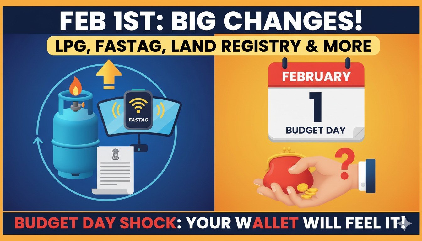 वित्त मंत्री Nirmala Sitharaman बजट 2026 पेश करते हुए, एलपीजी, FASTag और रजिस्ट्री बदलावों का प्रतिनिधित्व