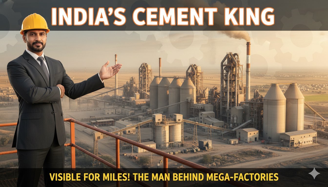 गौतम अडानी सीमेंट प्लांट बैकग्राउंड में खड़े हुए