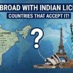 भारतीय ड्राइविंग लाइसेंस के साथ अंतरराष्ट्रीय सड़कों पर कार चलाते व्यक्ति की छवि