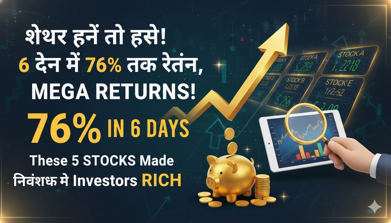 Indian stock market graph showing upward trend with high return stocks