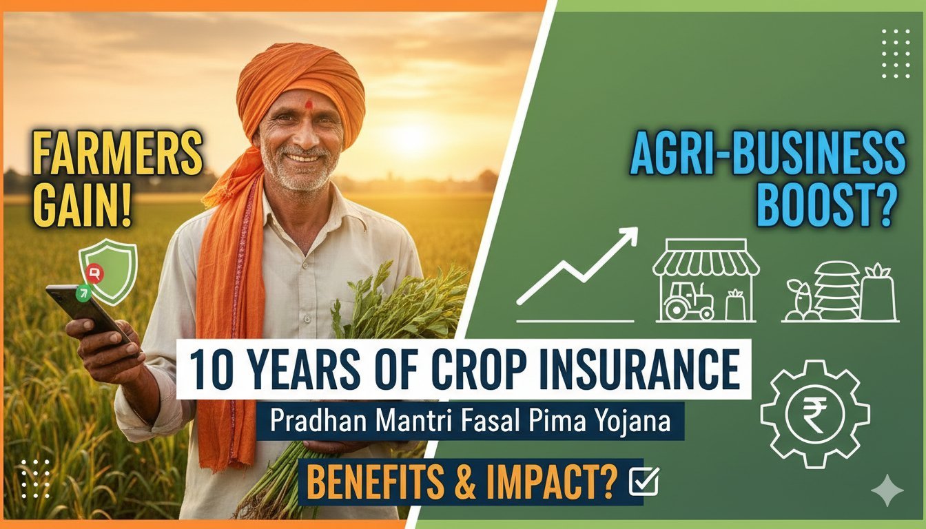 प्रधानमंत्री फसल बीमा योजना के 10 साल पूरे होने पर किसानों को क्लेम भुगतान का ग्राफिक्स