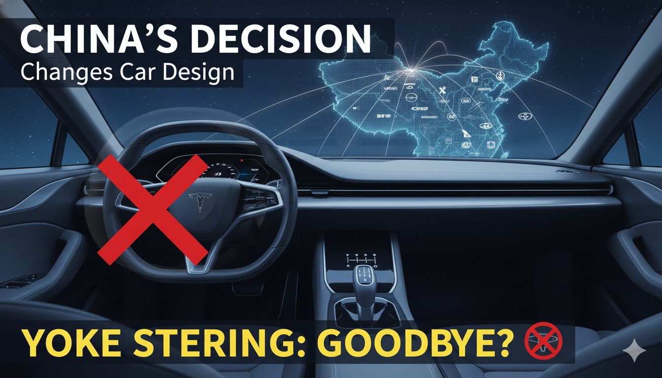 Alt Text for featured image : चीन में योक स्टीयरिंग व्हील पर प्रतिबंध, Tesla Model S yoke design