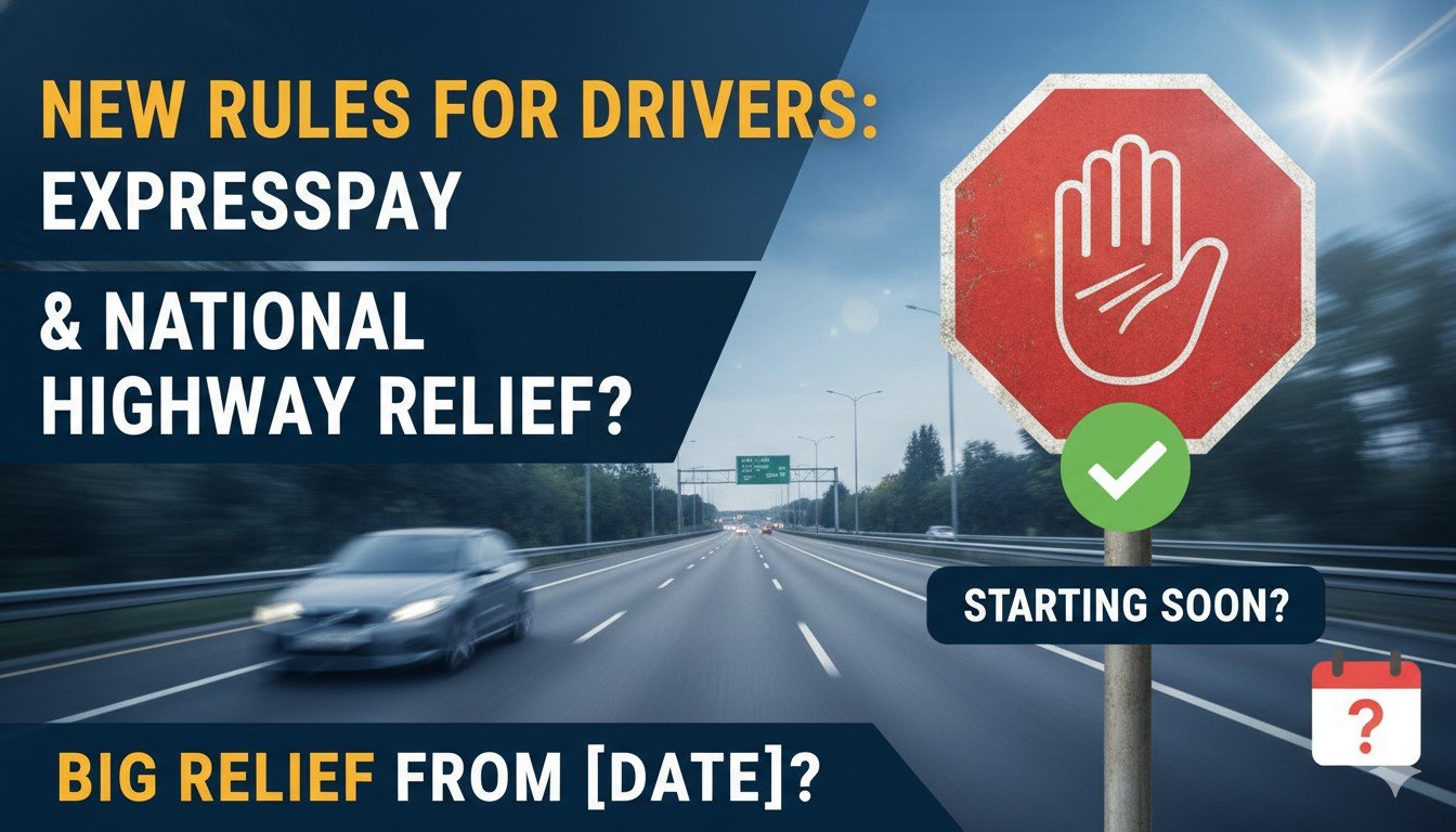 अधूरे एक्सप्रेसवे पर टोल राहत देते हुए कारें तेजी से चलती हुईं, भारत में नए टोल नियम 2026