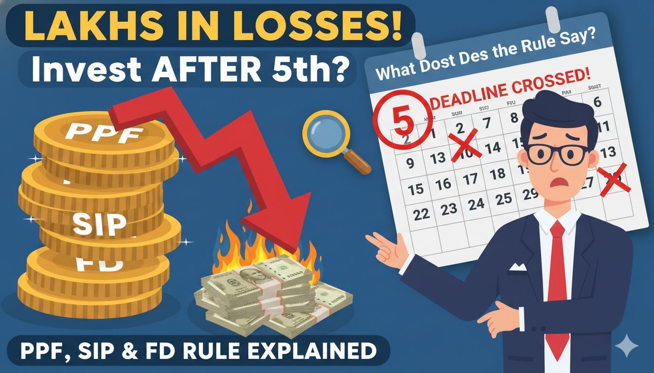 PPF SIP FD में 5 तारीख के बाद निवेश से होने वाले घाटे की इलस्ट्रेशन