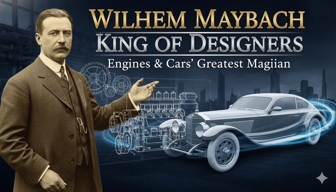 विल्हेम मेबैक की पुरानी तस्वीर, जिन्हें 'किंग ऑफ डिजाइनर्स' कहा जाता है, Mercedes 35 hp कार के साथ