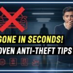 एक सुरक्षित पार्क की गई कार पर GPS ट्रैकर और स्टियरिंग लॉक लगे हुए, कार चोरी से सुरक्षा का प्रतीक