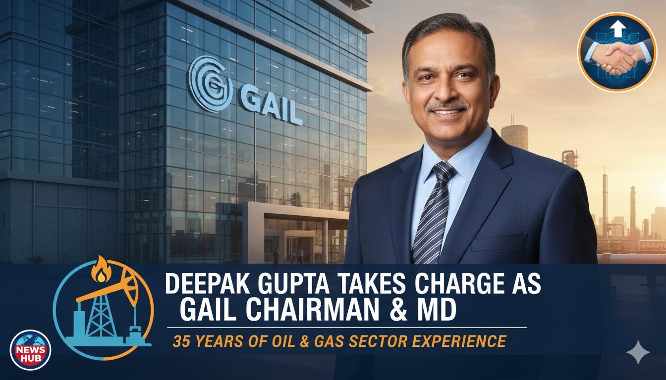 दीपक गुप्ता GAIL के नए चेयरमैन और मैनेजिंग डायरेक्टर के रूप में पदभार ग्रहण करते हुए