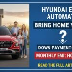 हुंडई एक्सटर ऑटोमैटिक वेरिएंट की फ्रंट प्रोफाइल, 2 लाख डाउन पेमेंट पर EMI डिटेल्स के साथ